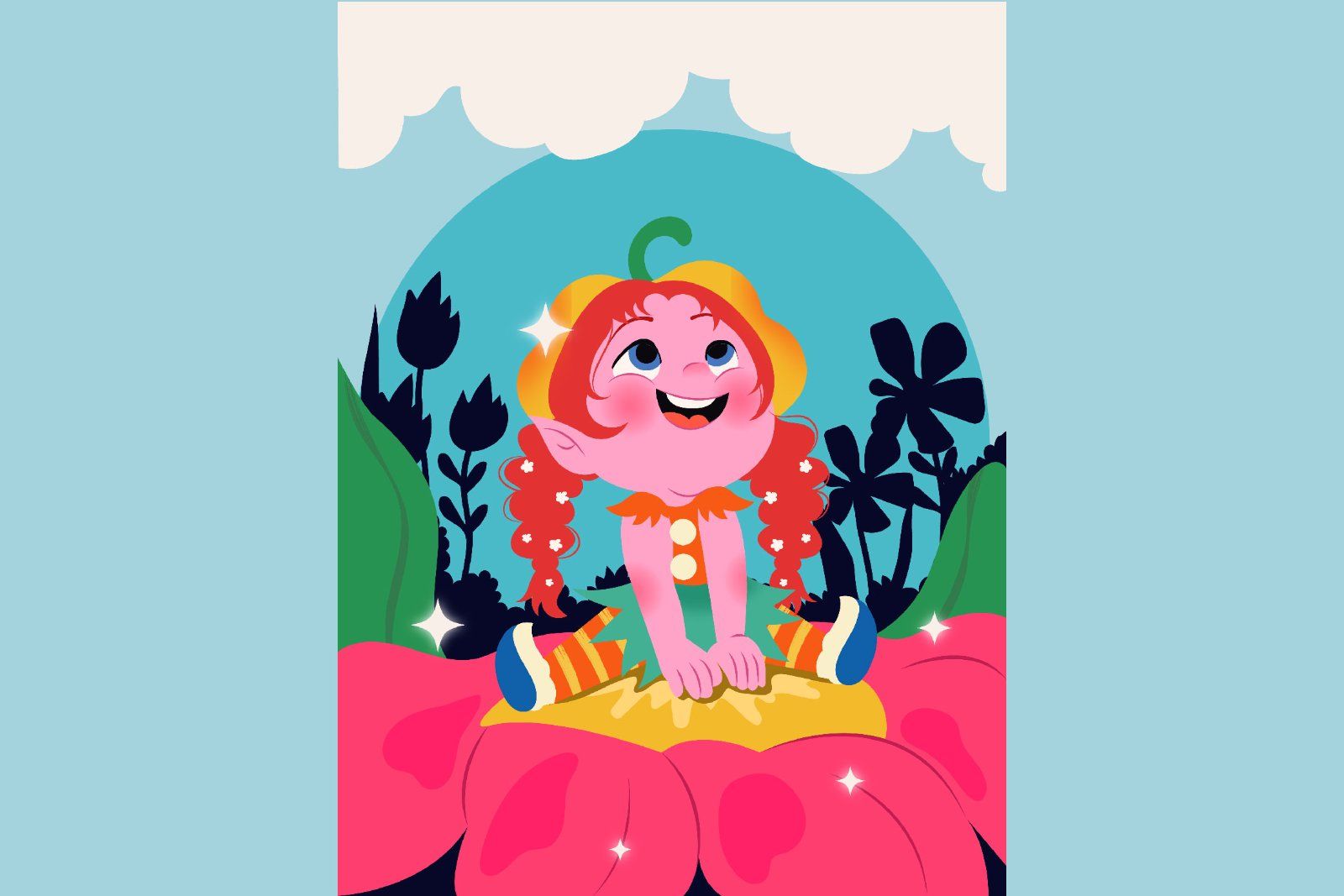 Blue Flat Design Fairy Tale For Kids Full Illustration