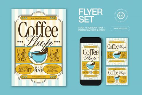 Coffee Shop Promotion Flyer Set