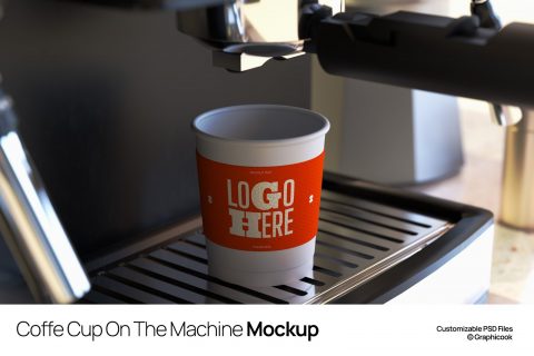 Coffee Cup On The Machine Mockup