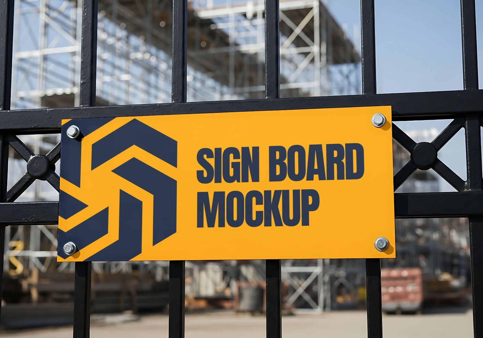 Premium Yellow Construction Site Mockup