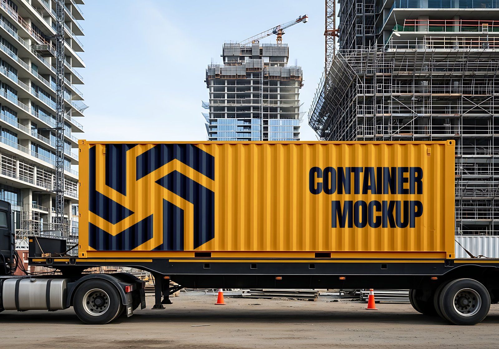 Premium Yellow Construction Site Mockup