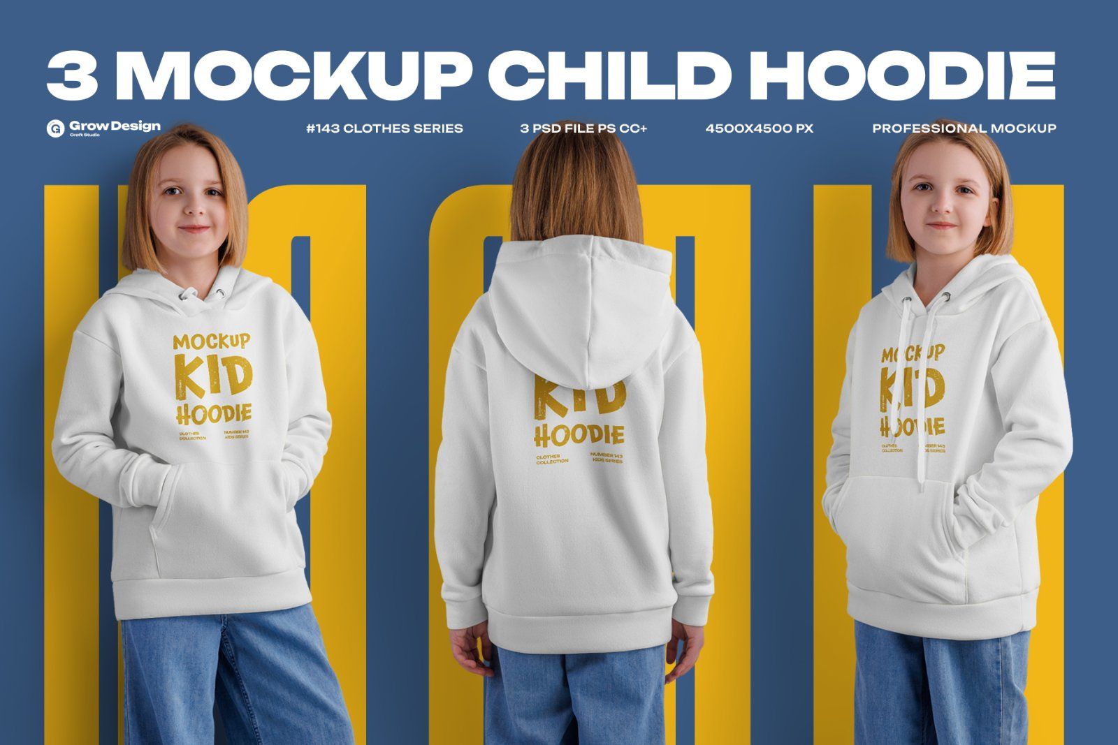 3 Mockups of a Children's Hoodie. vol.01