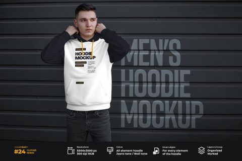 7 Mockups Hoodie on the Man. Urban Style