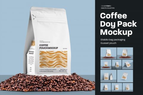 10 Coffee Bag Doy Pack Mockups