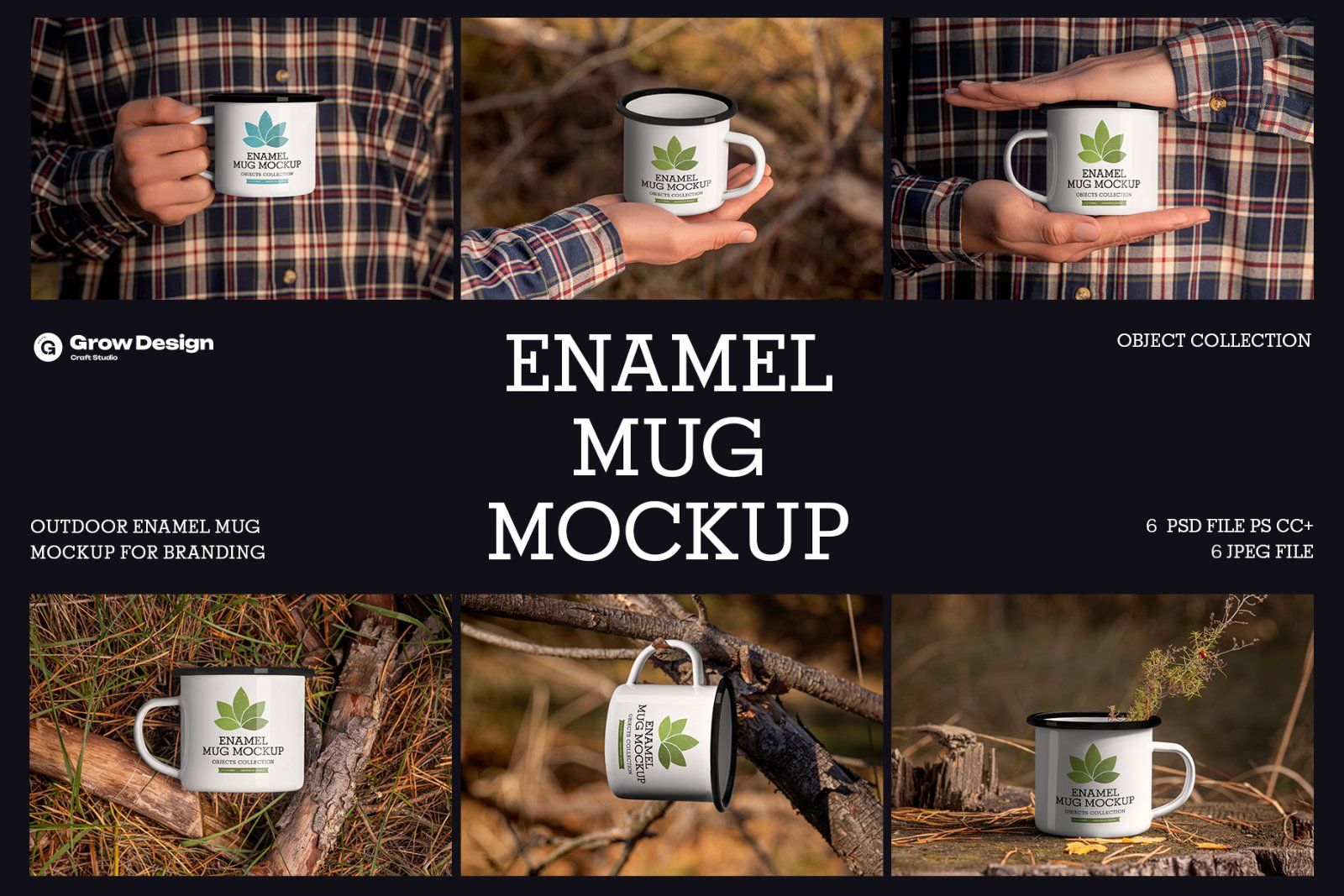 6 Outdoor Enamel Mug Mockup For Branding Presentation