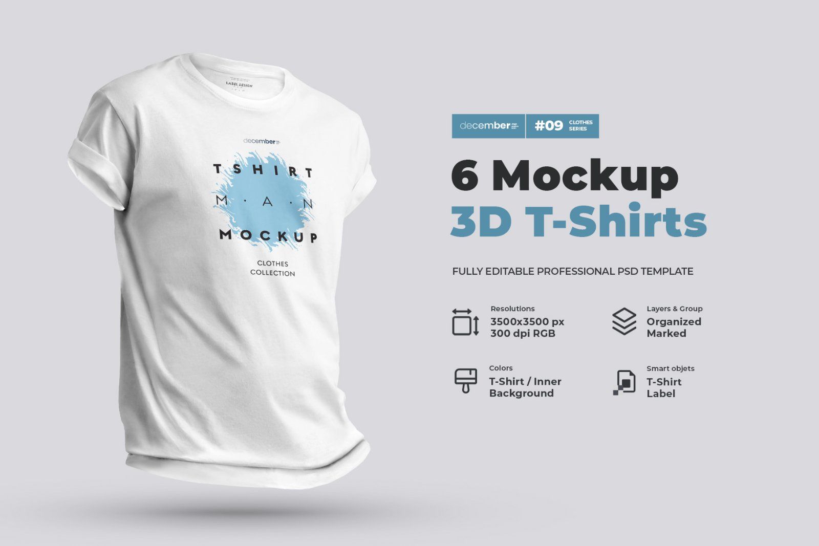 6 Mockups T-Shirts 3d Style.