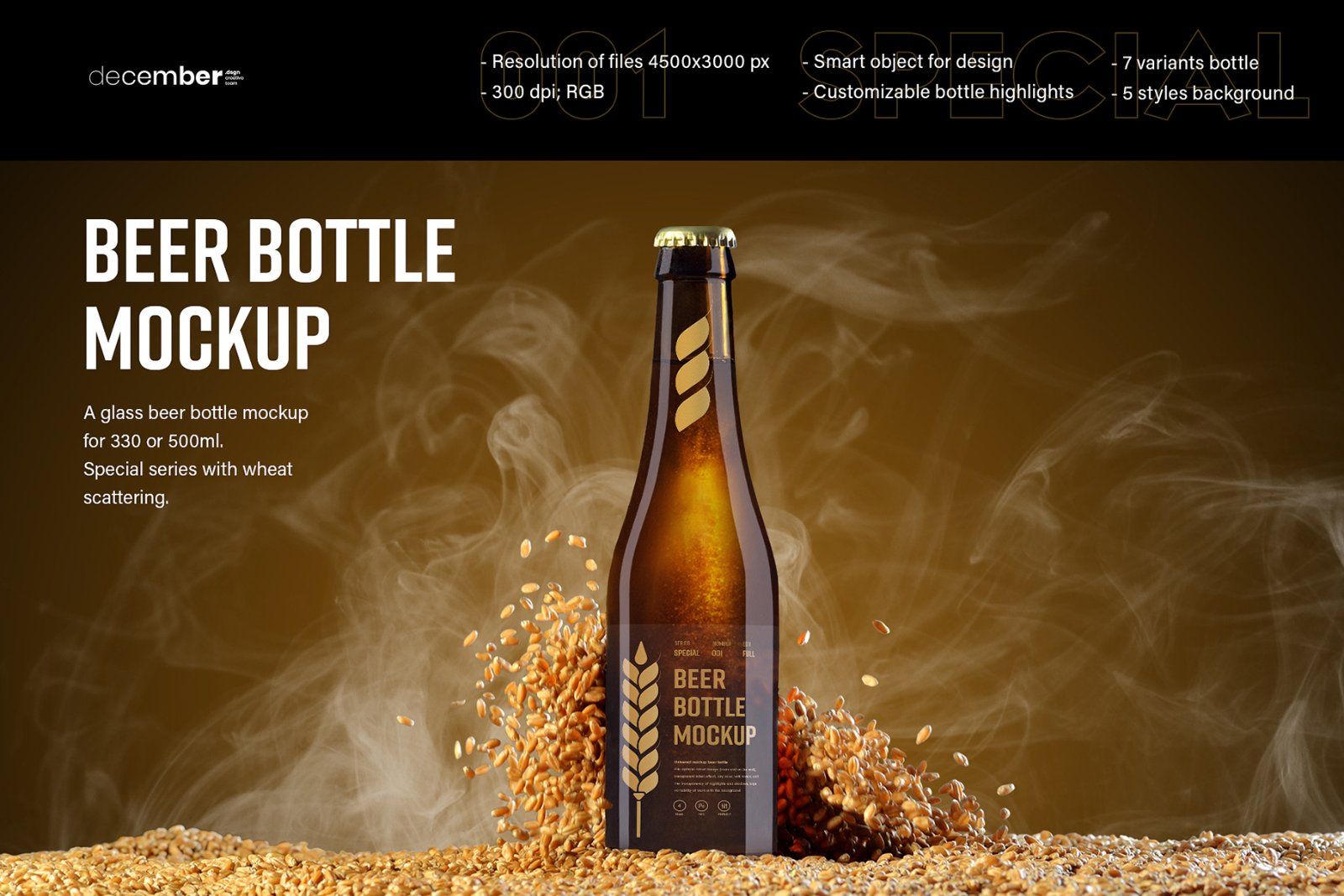 7 Mockups of Glass Beer Bottle