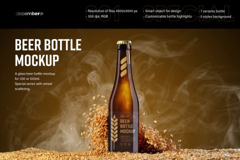 7 Mockups of Glass Beer Bottle
