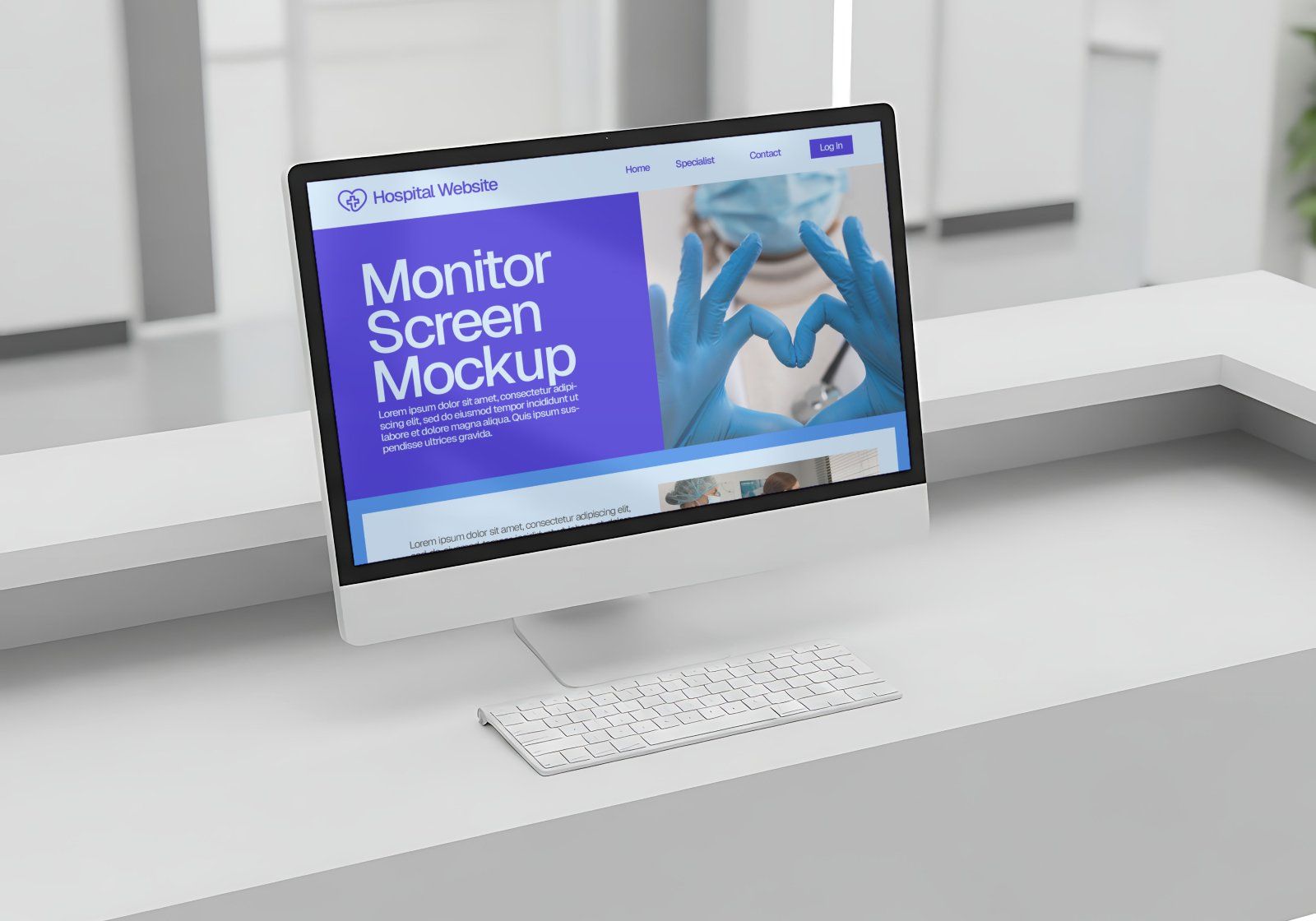 16 PSD Hospital Branding Mockup Kit – Ambulance, Nurse Uniform, Signage, Wayfinding & More