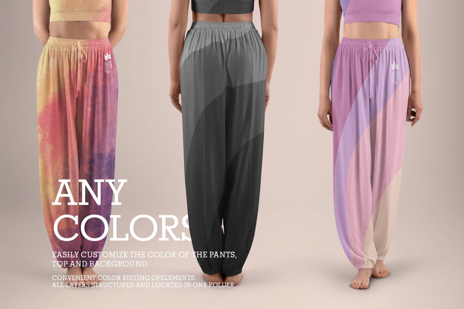 5 Wide Leg Pants Mockups for Yoga and Pilates. vol.01