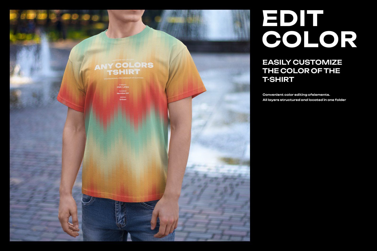 5 Mockups Man T-Shirt on the Street