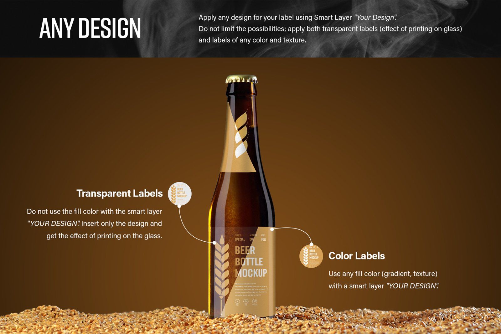 7 Mockups of Glass Beer Bottle