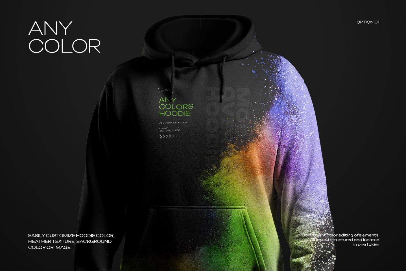 6 Mockups Oversize Hoodie in 3D Style. Dark Light. vol.02