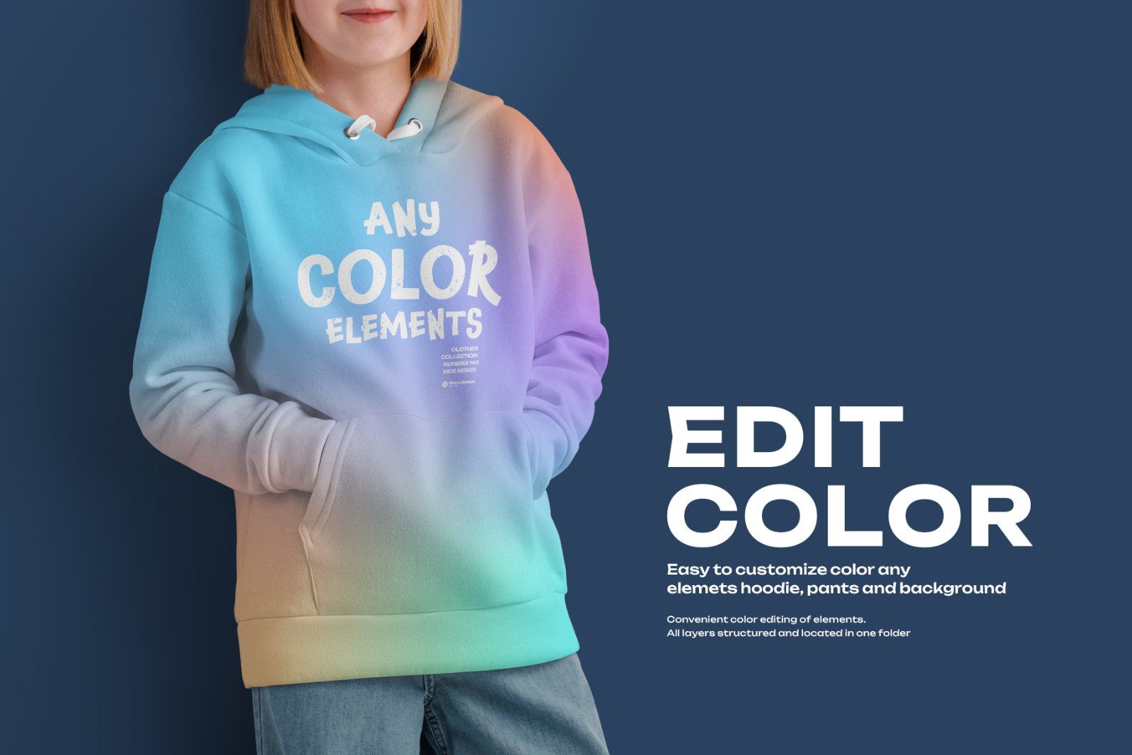 3 Mockups of a Children's Hoodie. vol.01