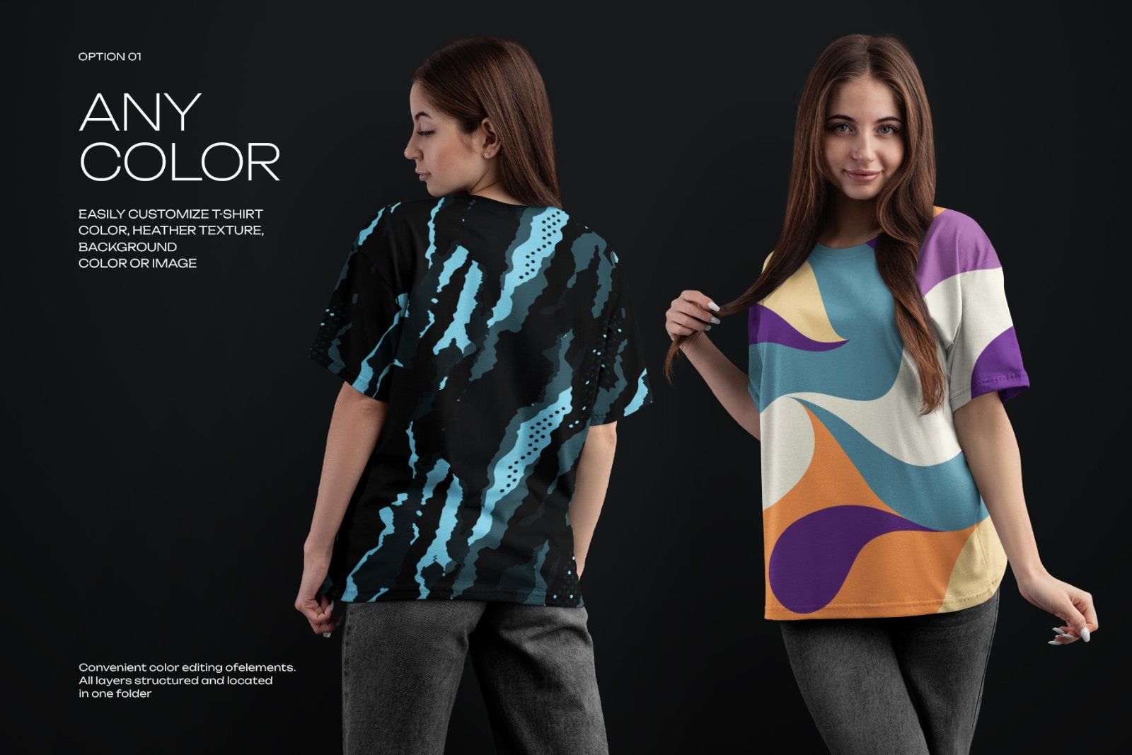 5 Mockups Woman Oversize T-Shirt. vol.02