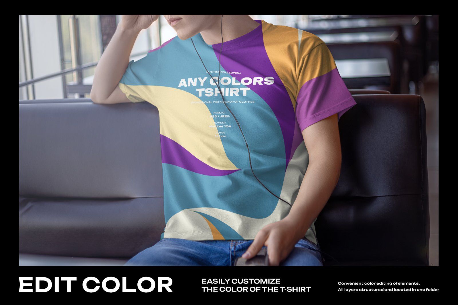 4 Mockups Man T-Shirt In The Indoor