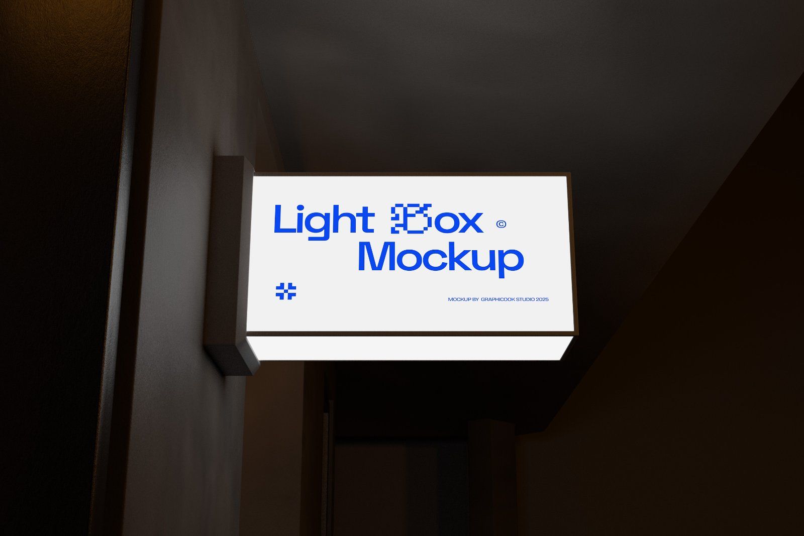 Night Wall Sign Mockup