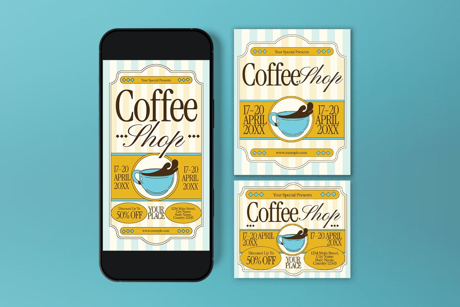 Coffee Shop Promotion Flyer Set