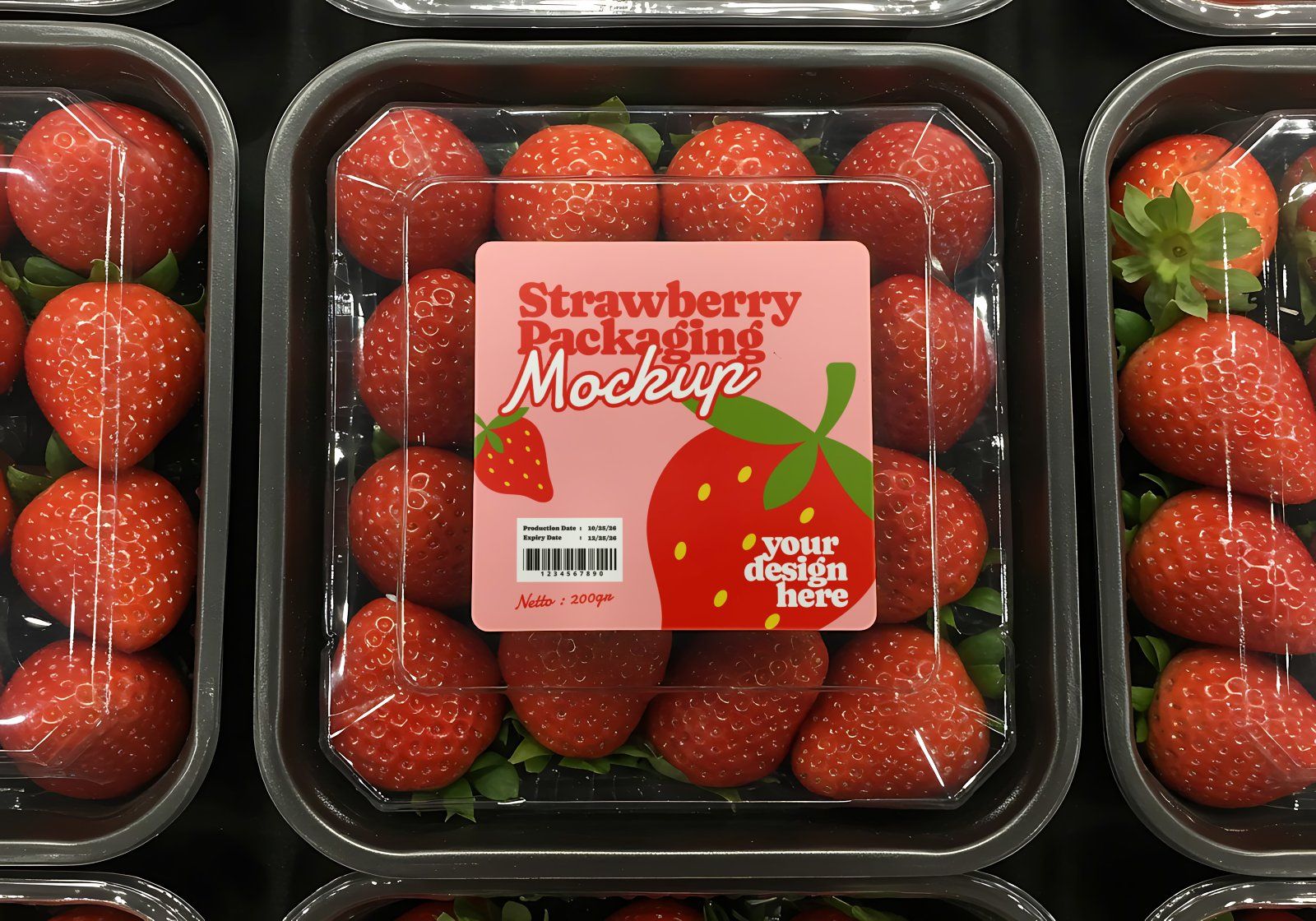 Label Strawberry Packaging Mockup