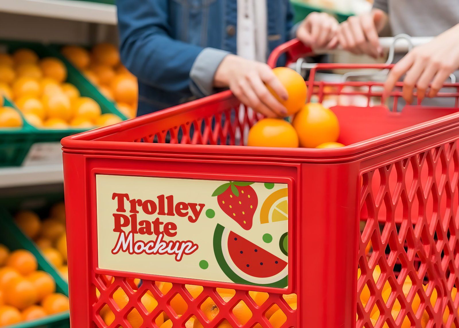 Fruit Market Mockup Kit – Juice Can, Plastic Bag, Price Tag, Cart, Uniform & More