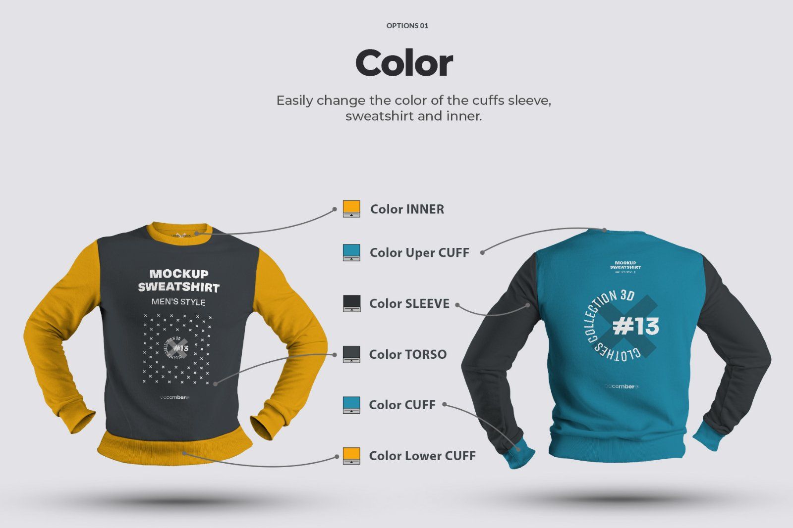 8 Mockups Mens 3D Style Sweatshirt