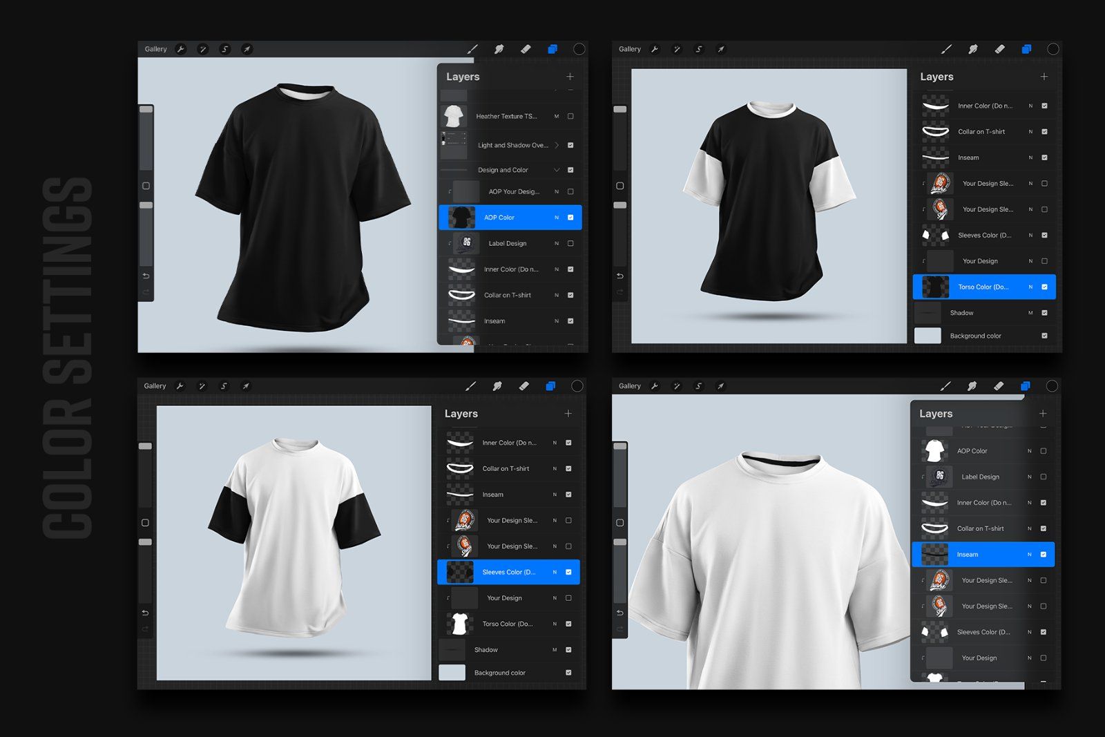4 Mockups Oversize T-shirt for Procreate