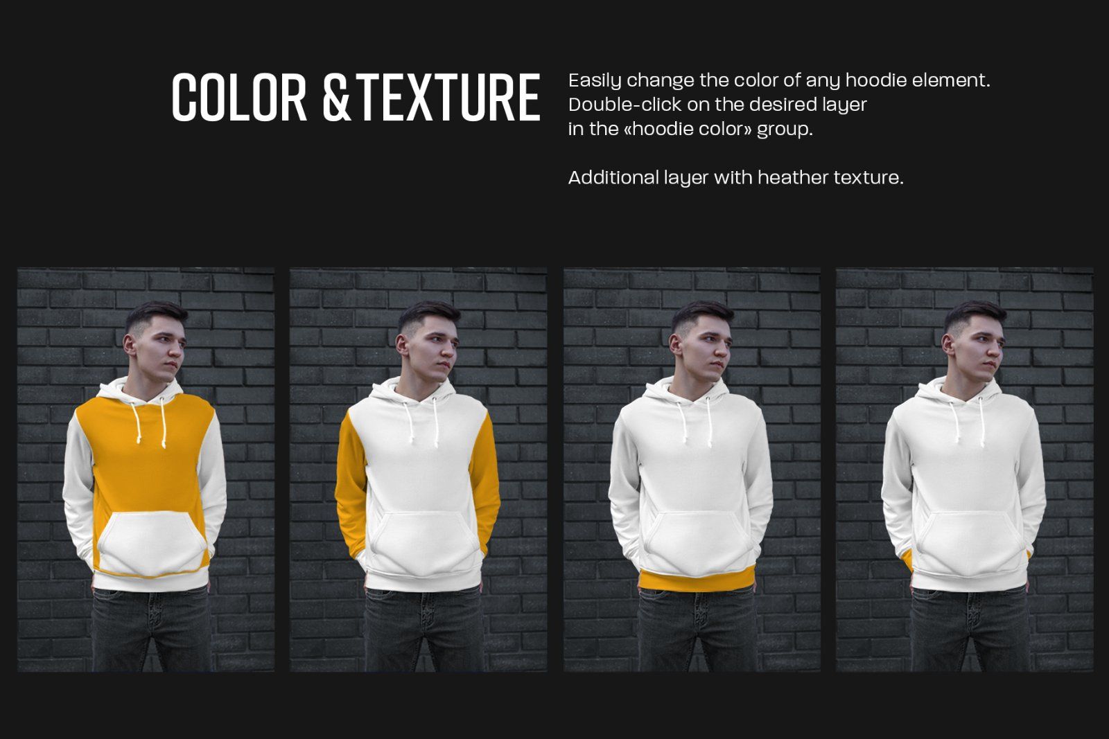 7 Mockups Hoodie on the Man. Urban Style