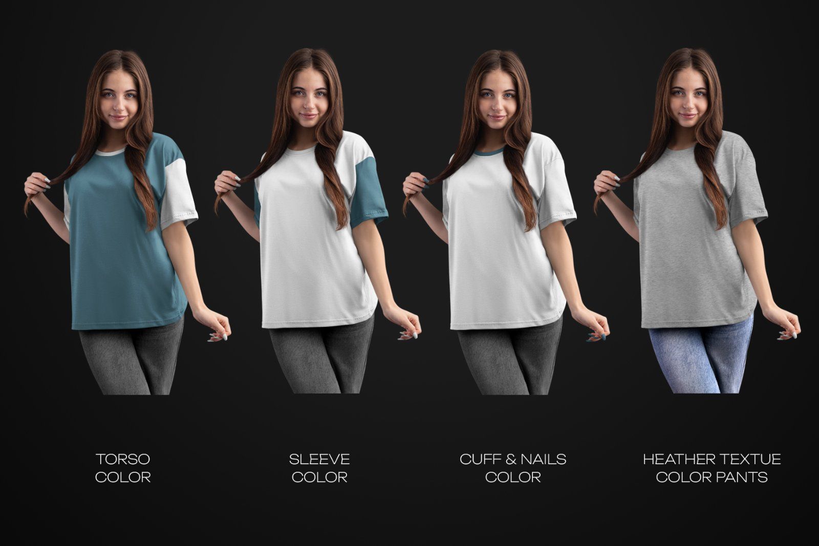 5 Mockups Woman Oversize T-Shirt. vol.02