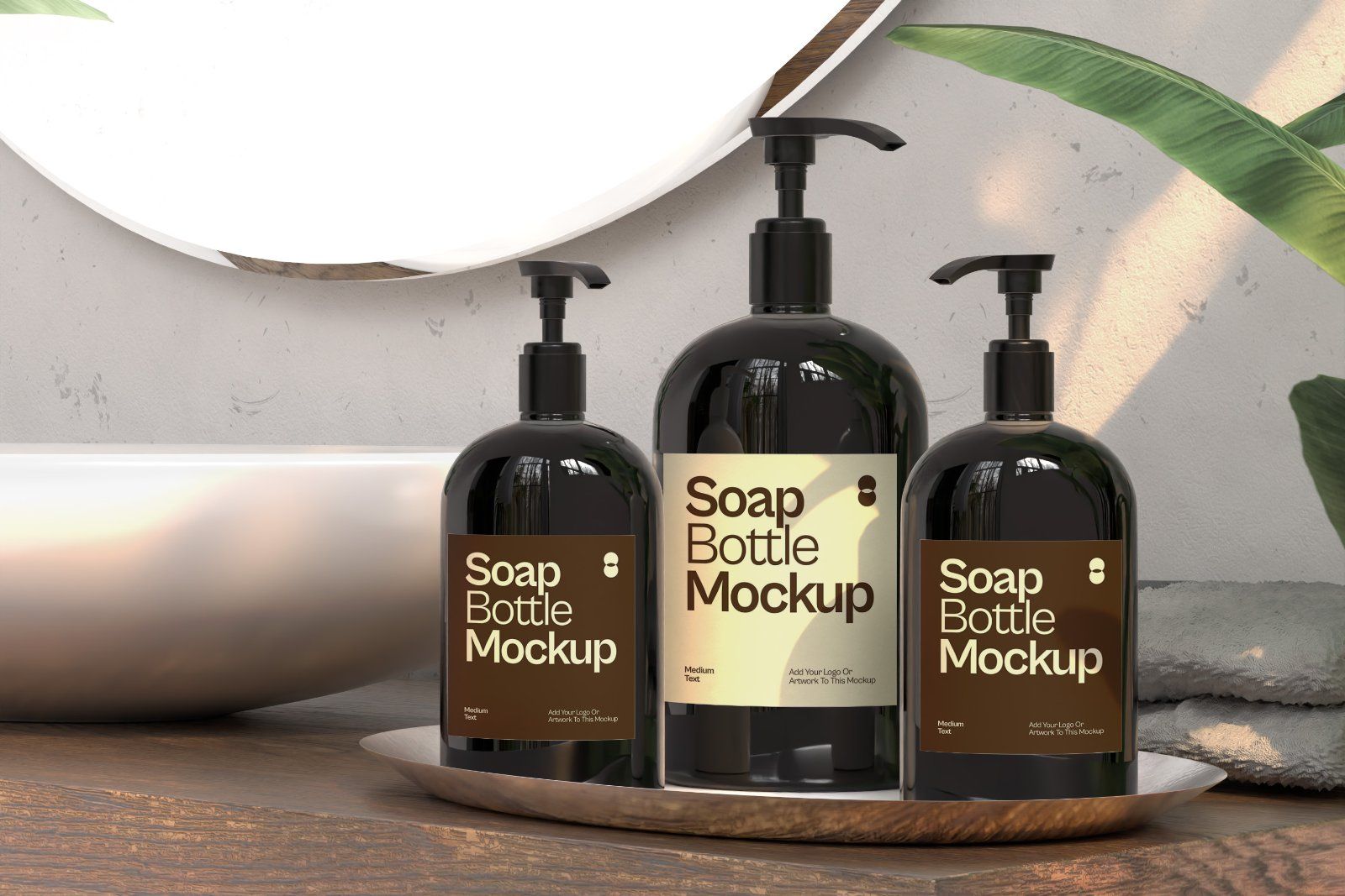 Soap Bottle On Tray Mockup
