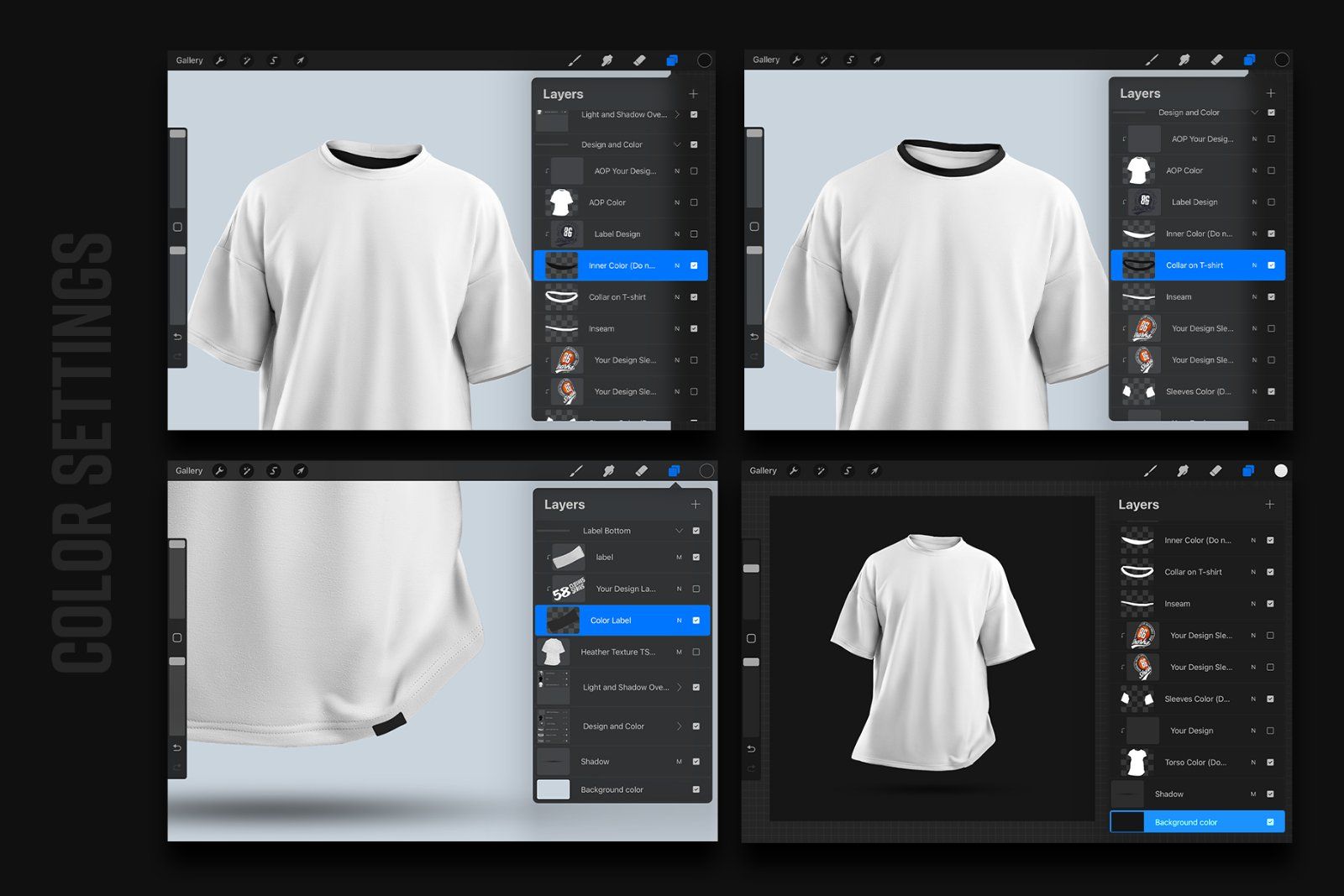 4 Mockups Oversize T-shirt for Procreate
