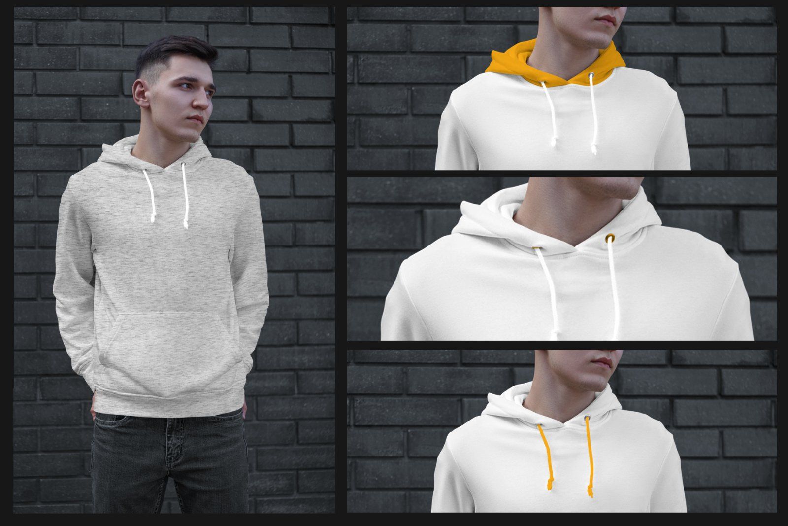 7 Mockups Hoodie on the Man. Urban Style