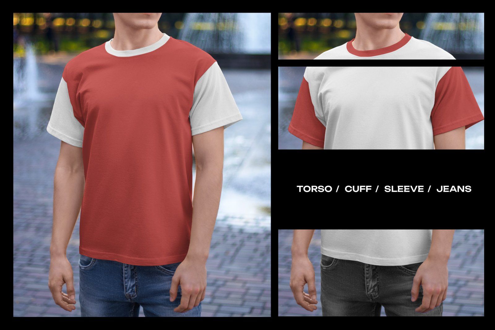 5 Mockups Man T-Shirt on the Street