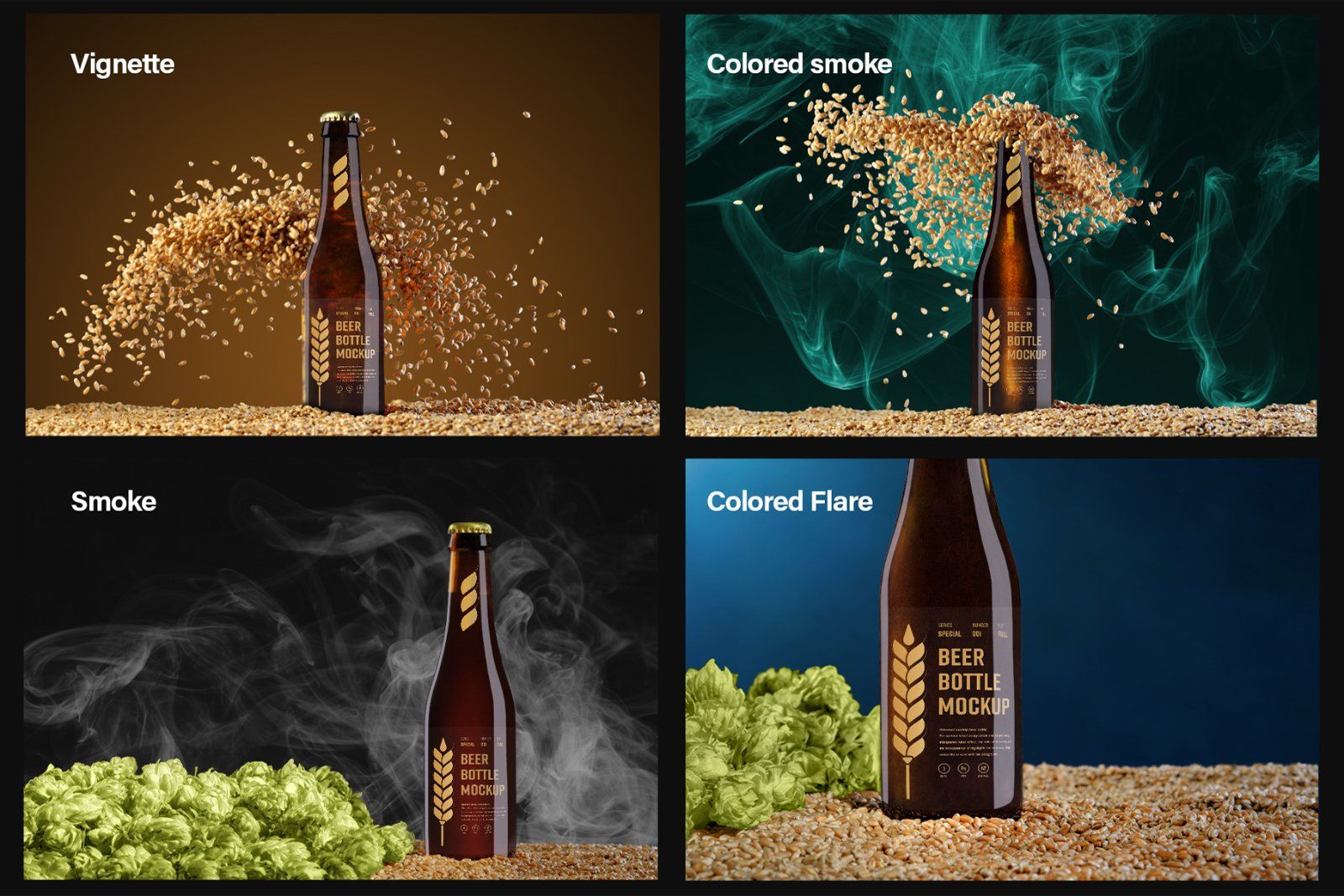7 Mockups of Glass Beer Bottle