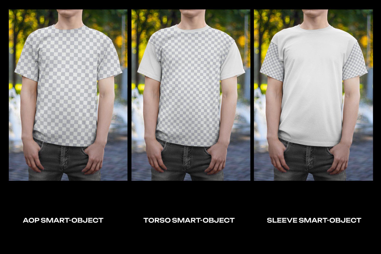5 Mockups Man T-Shirt on the Street