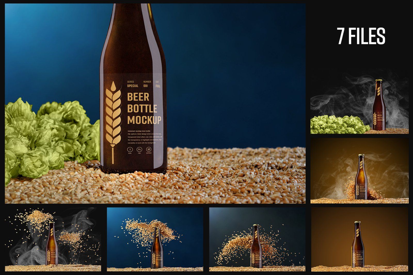 7 Mockups of Glass Beer Bottle