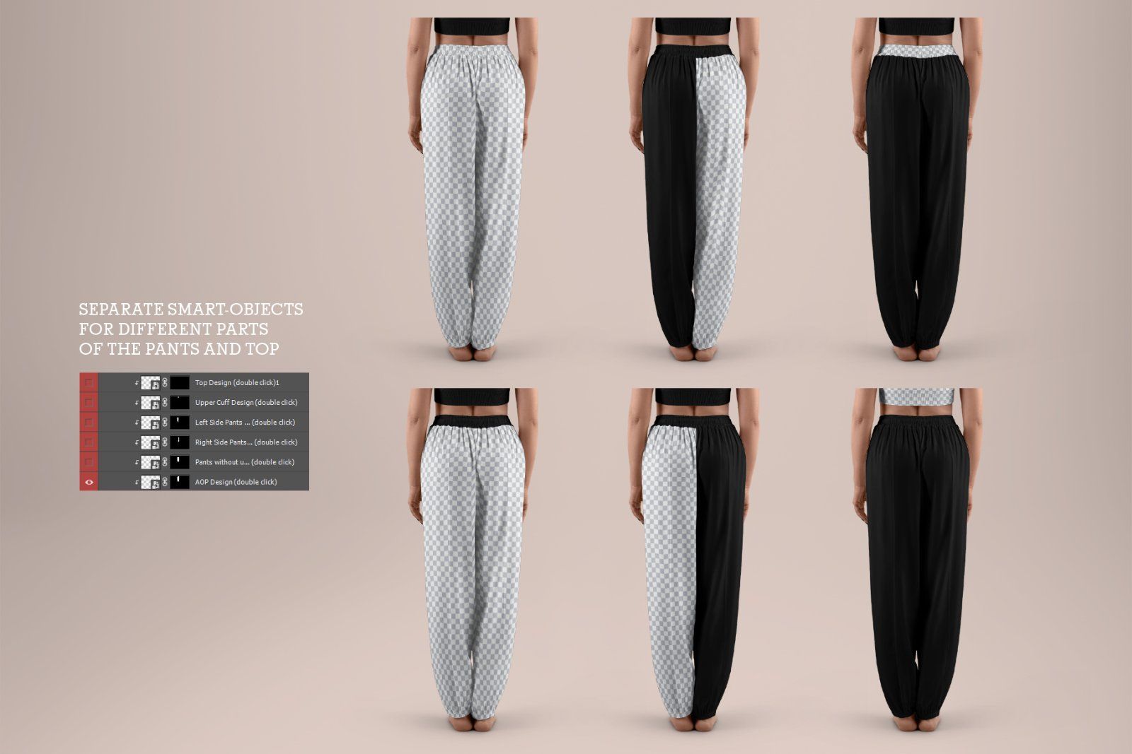 5 Wide Leg Pants Mockups for Yoga and Pilates. vol.01