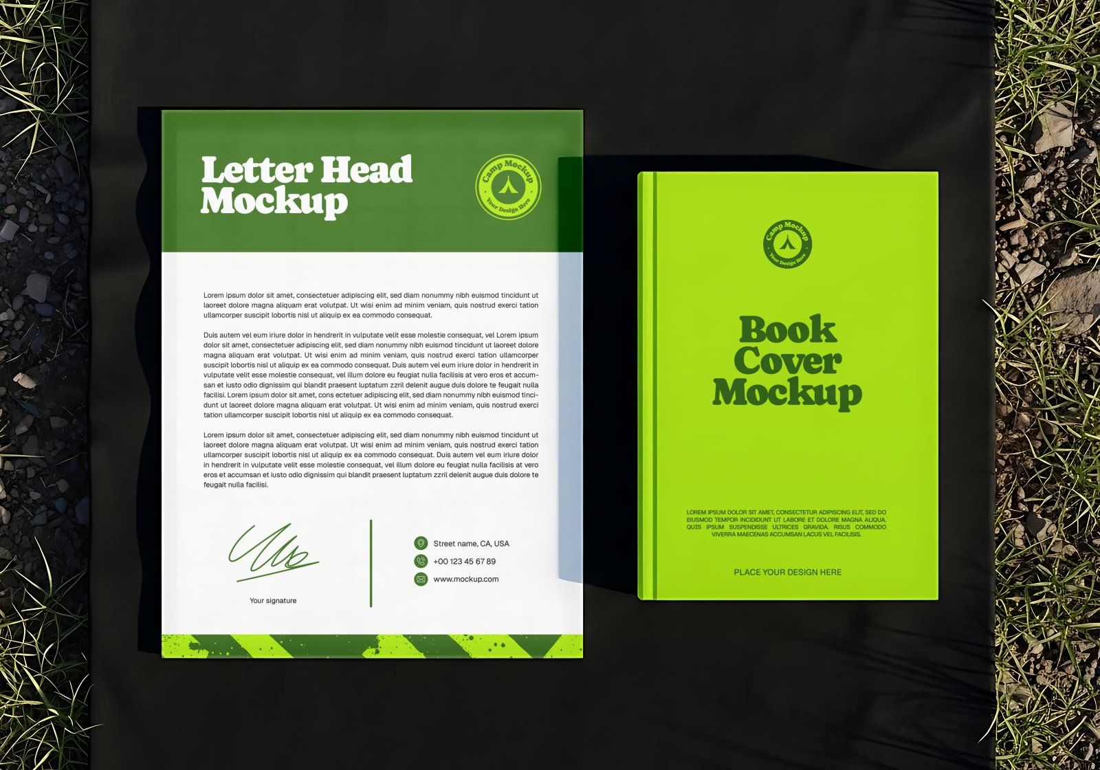 Premium Branding Green Camping Mockup