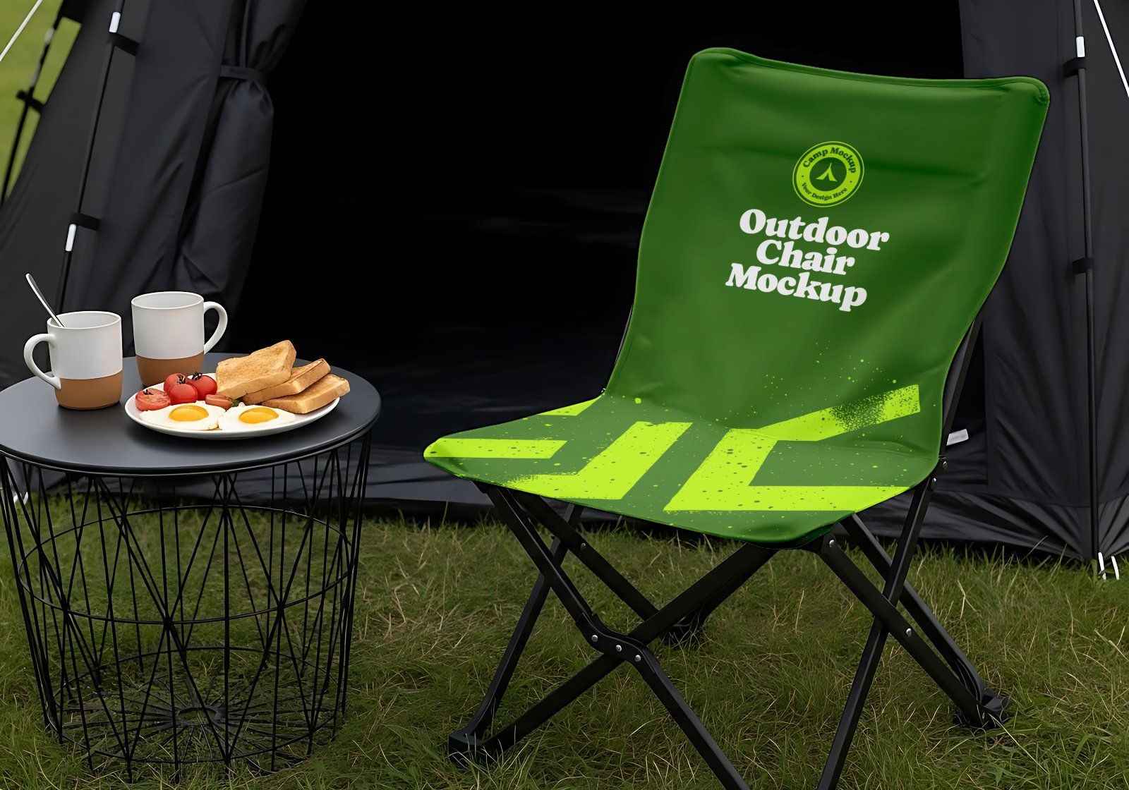 Premium Branding Green Camping Mockup