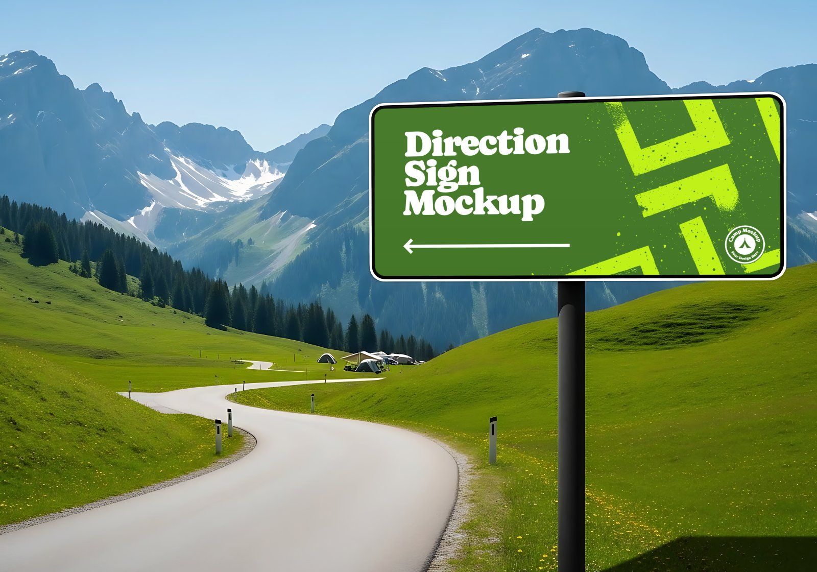 Premium Branding Green Camping Mockup