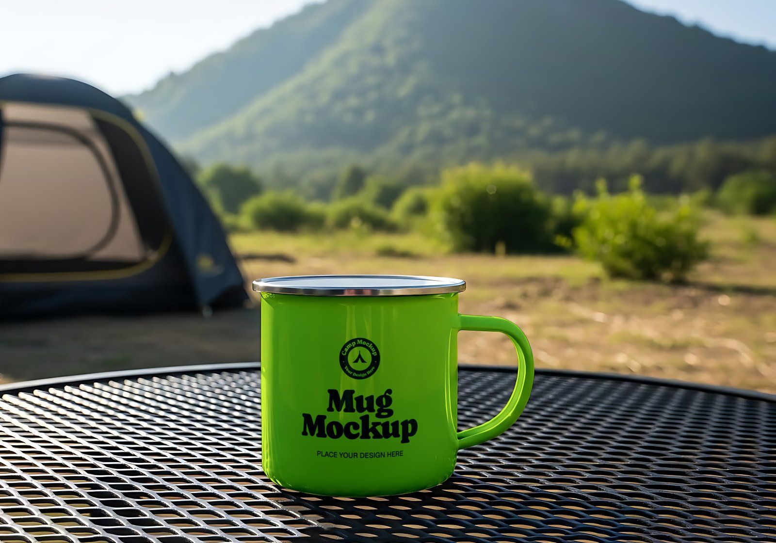 Premium Branding Green Camping Mockup
