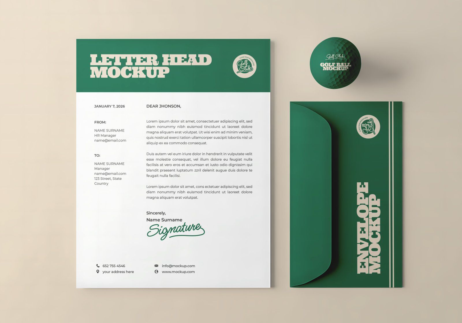 Premium Branding Green Golf Mockup