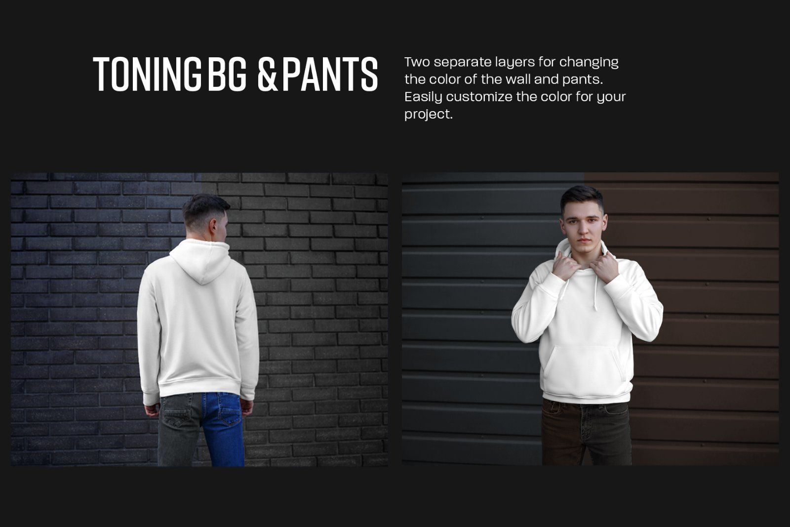 7 Mockups Hoodie on the Man. Urban Style