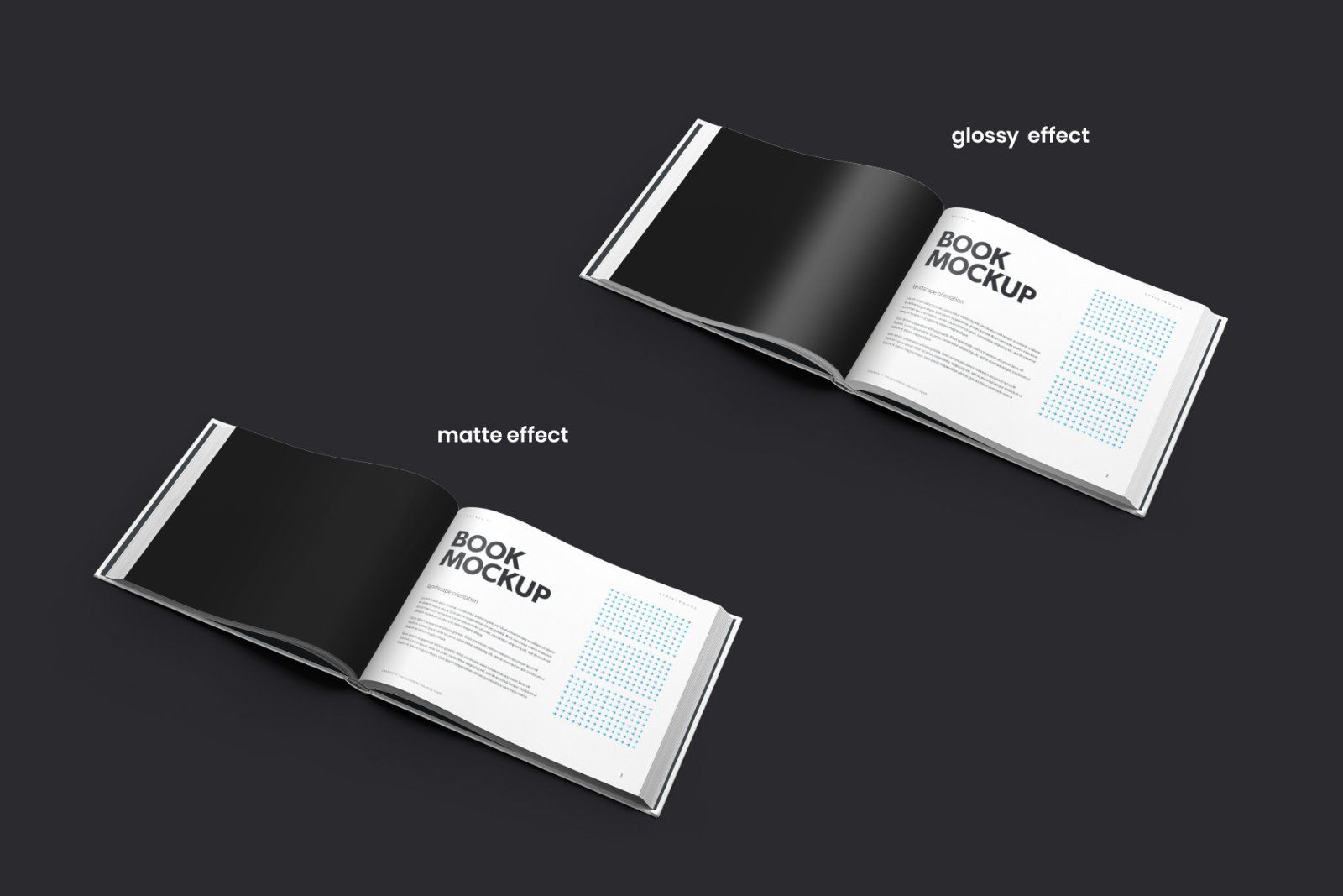 8 Book Mockups Hard Cover Landscape Oriantation.