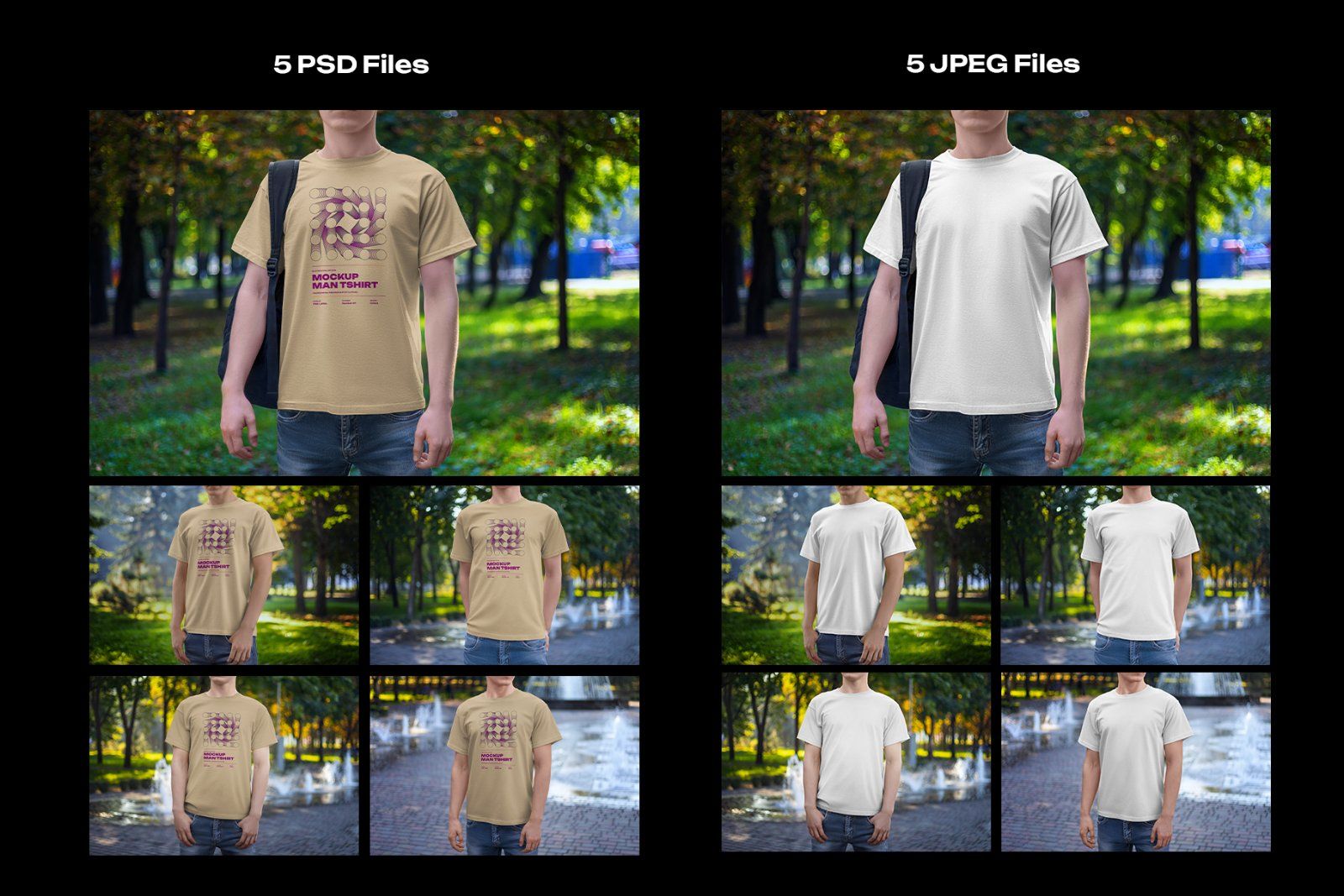 5 Mockups Man T-Shirt on the Street