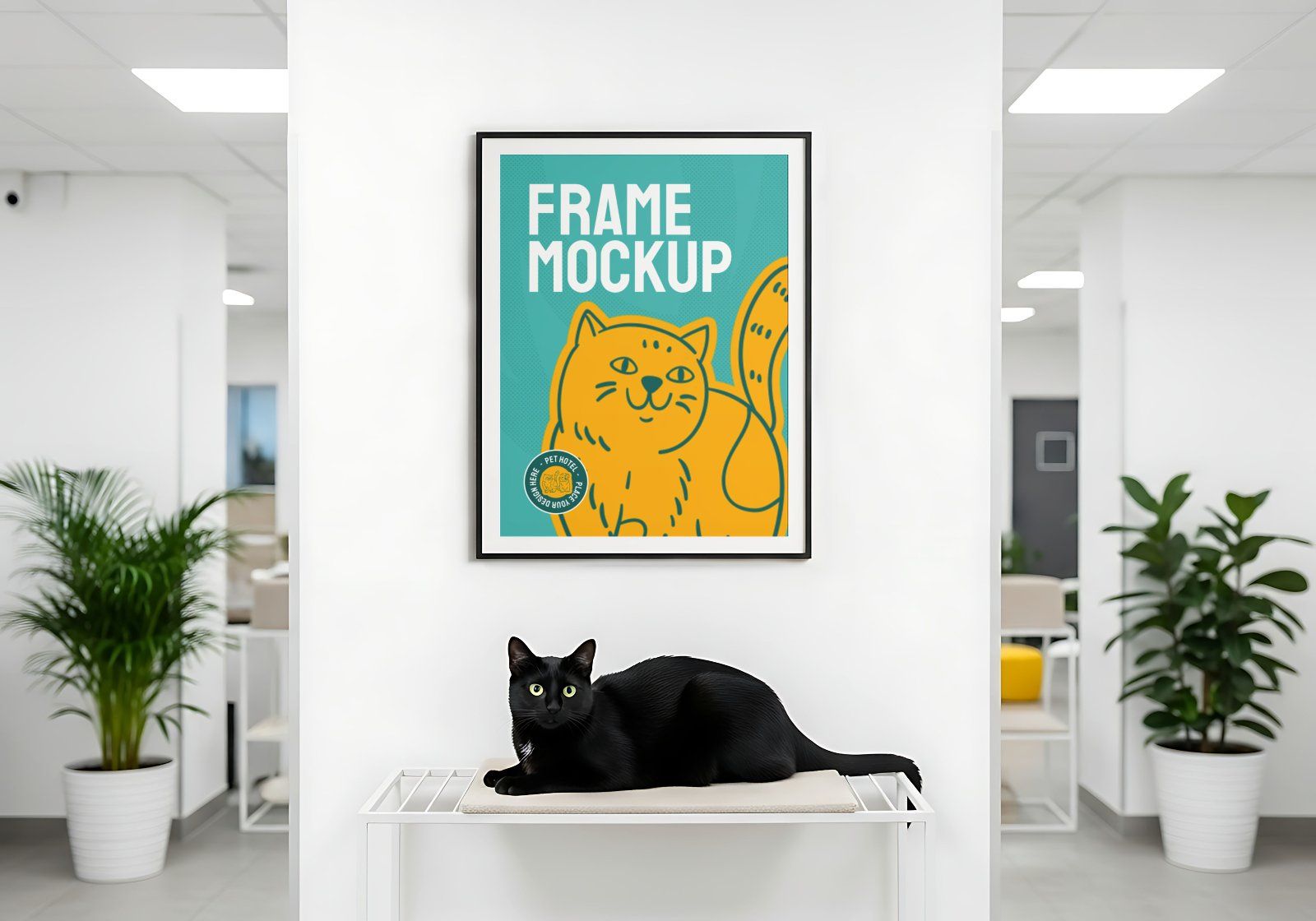 Pet Hotel Frame Mockup – Realistic PSD Template for Wall Art & Branding