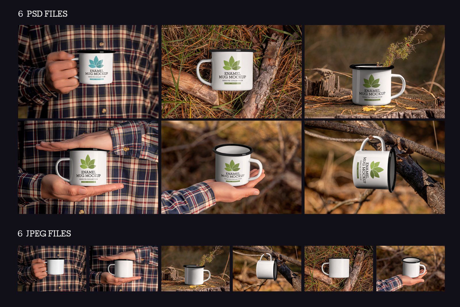 6 Outdoor Enamel Mug Mockup For Branding Presentation