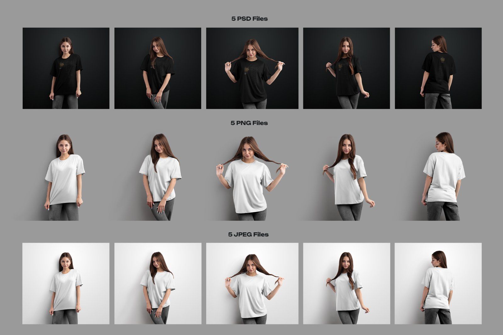 5 Mockups Woman Oversize T-Shirt. vol.02