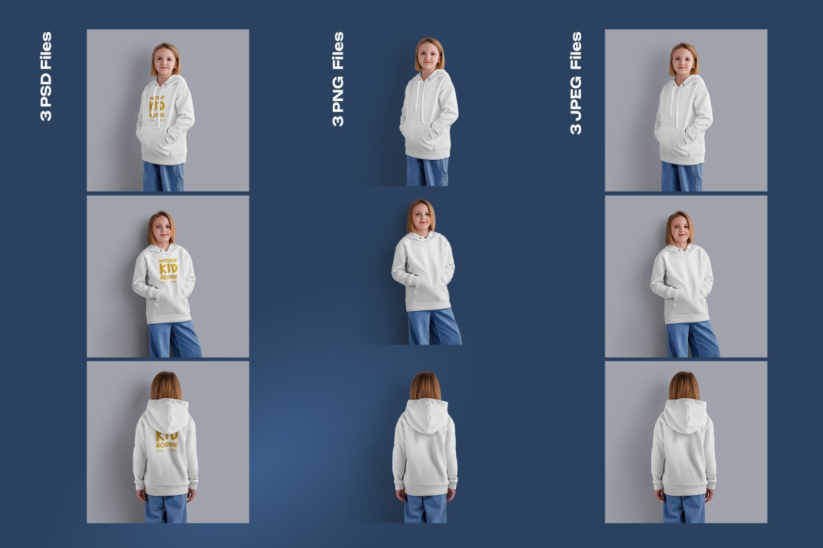 3 Mockups of a Children's Hoodie. vol.01
