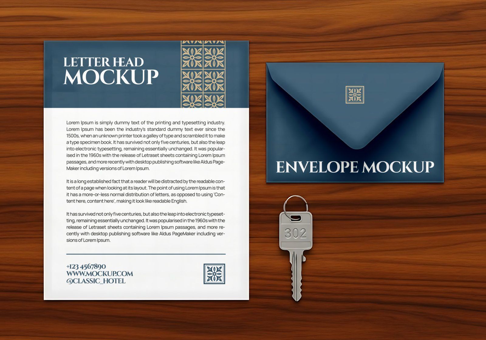Premium Branding Blue Hotel Mockup V2