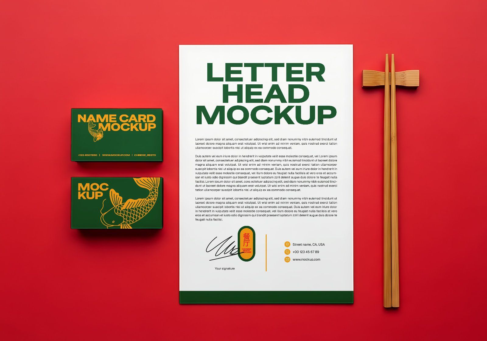 Chinese Restaurant Flyer Mockup – Realistic PSD Template for Food Promotion